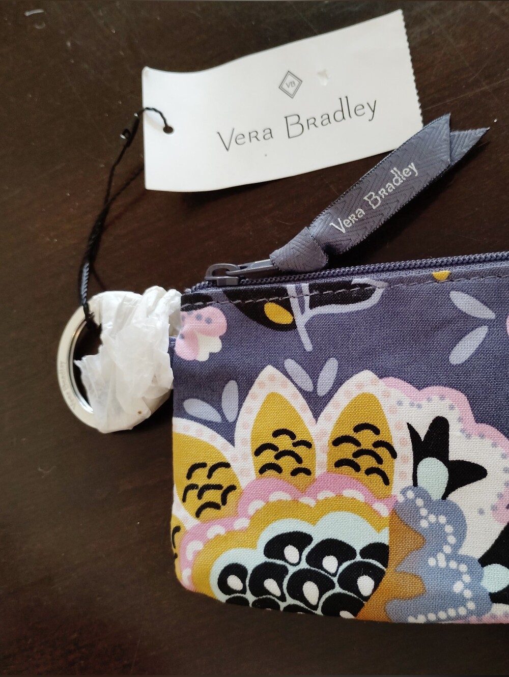 Vera Bradley Quilted Floral Key Pouch in Purple, Yellow & Pink Wallet Brand New - Picture 2 of 11